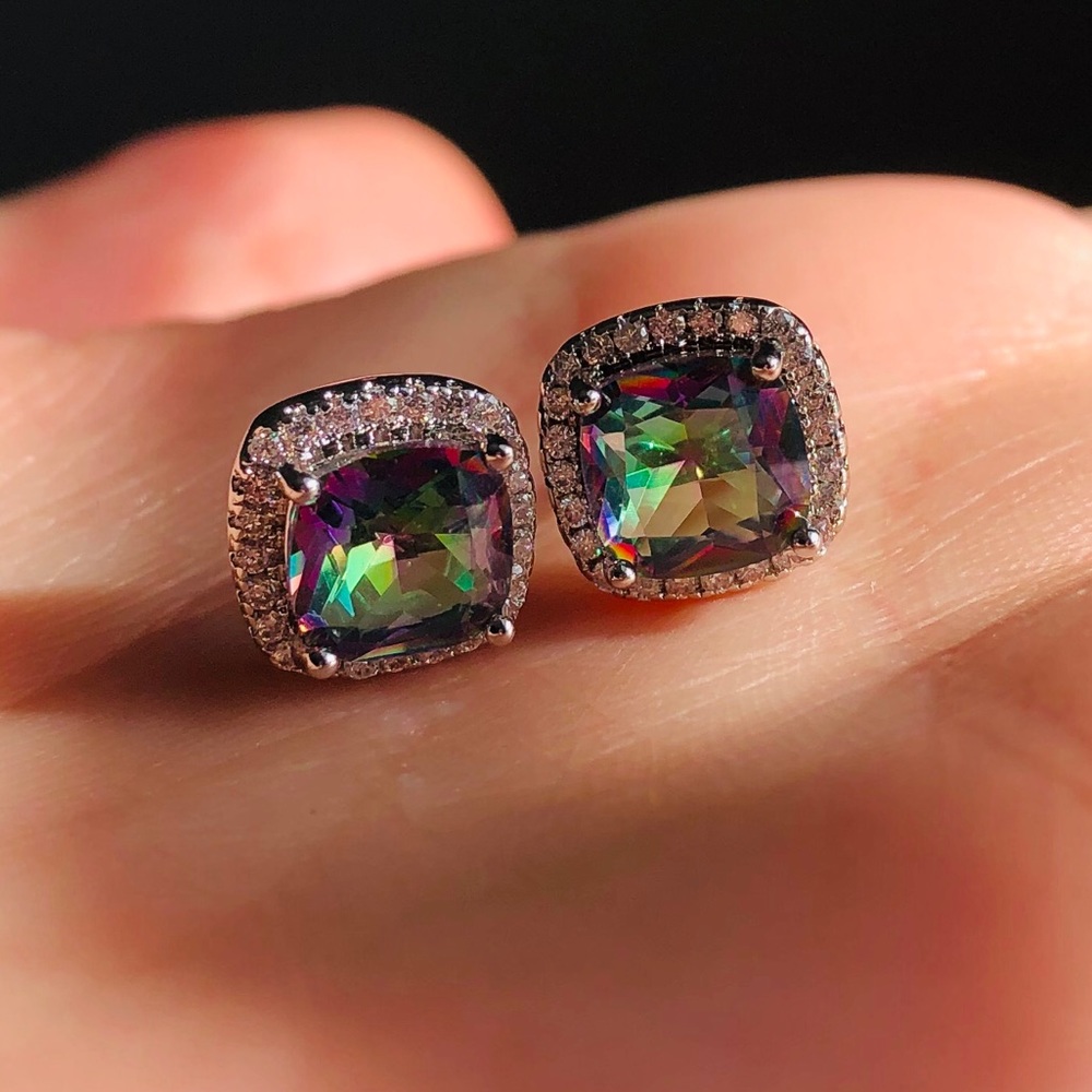 NWOT mystic topaz sterling silver earrings - Picture 2 of 8